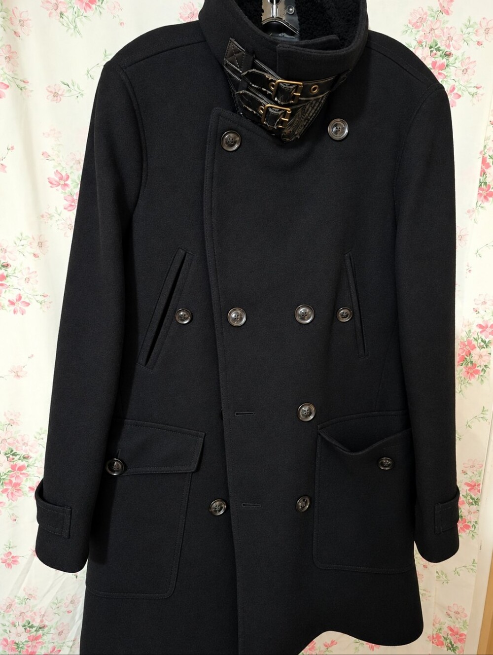 ZARA MAN Black Tag Men's Black Wool-Blend Coat - Double-Breasted